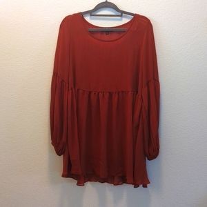 2/$15 (Final Price) Lulus Dark Coral Dress with Inner Slip, Large